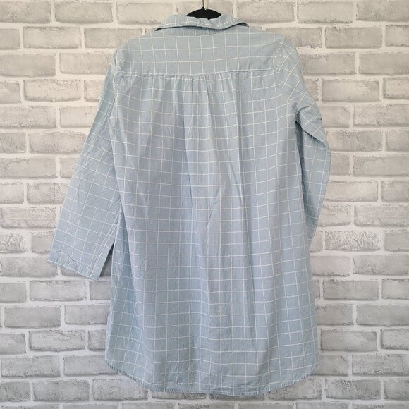 En Creme Denim Lace Up Front Tunic Mini Dress Boho Hippie Festival Medium - Picture 2 of 7